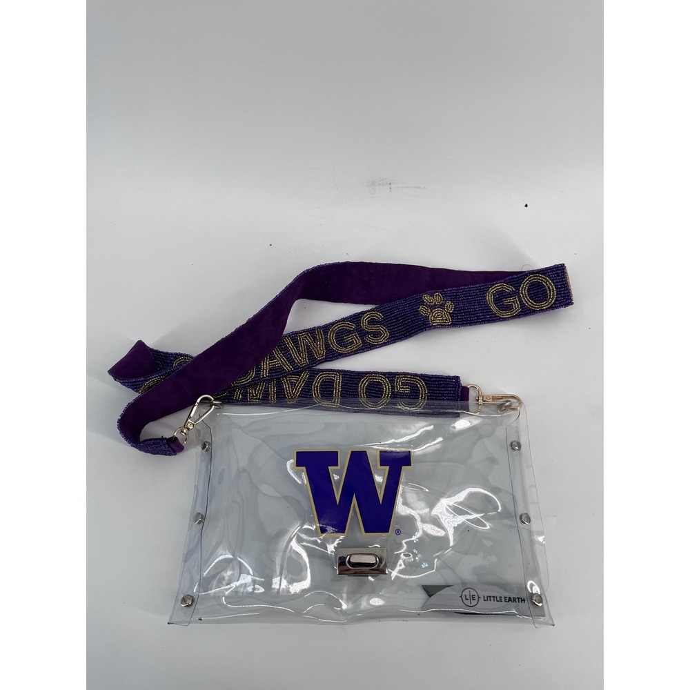 Little Earth Washington Huskies Clear Crossbody Bag Go Dawgs Beaded Strap
